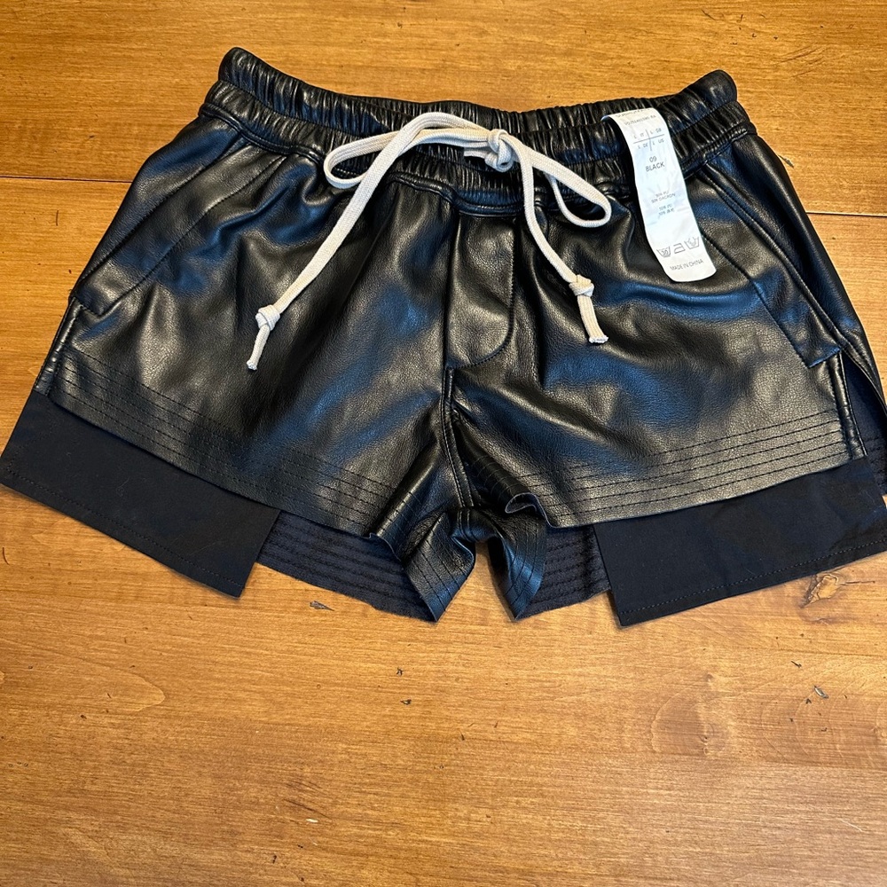 Subhuman Black Faux Leather Shorts with Drawstring (size large)